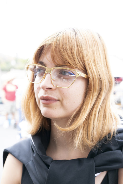 image of sunglasses model SUNGLASS MUSEUM SUNGLASS MUSEUM Gold Horn Rim Clear Lens Vintage 90s Optical Frame - Marco