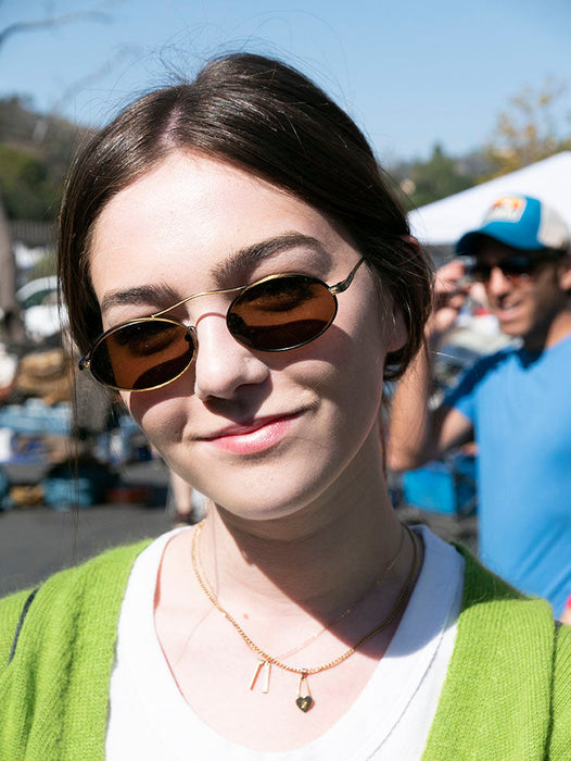 SUNGLASS MUSEUM 90s Oval Metal Aviator Sunglass with Floating Cross Bar - Avery