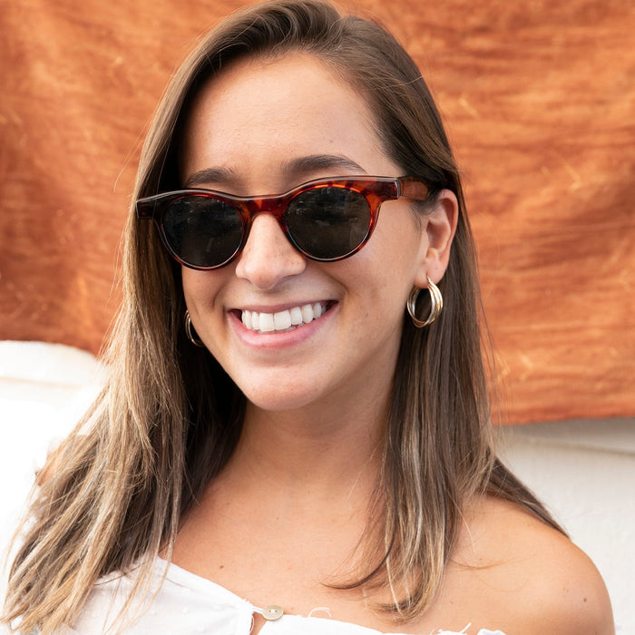 image of sunglasses model SUNGLASS MUSEUM SUNGLASS MUSEUM Small Round Horn Rim Preppy Vintage Sunglass - Sydney