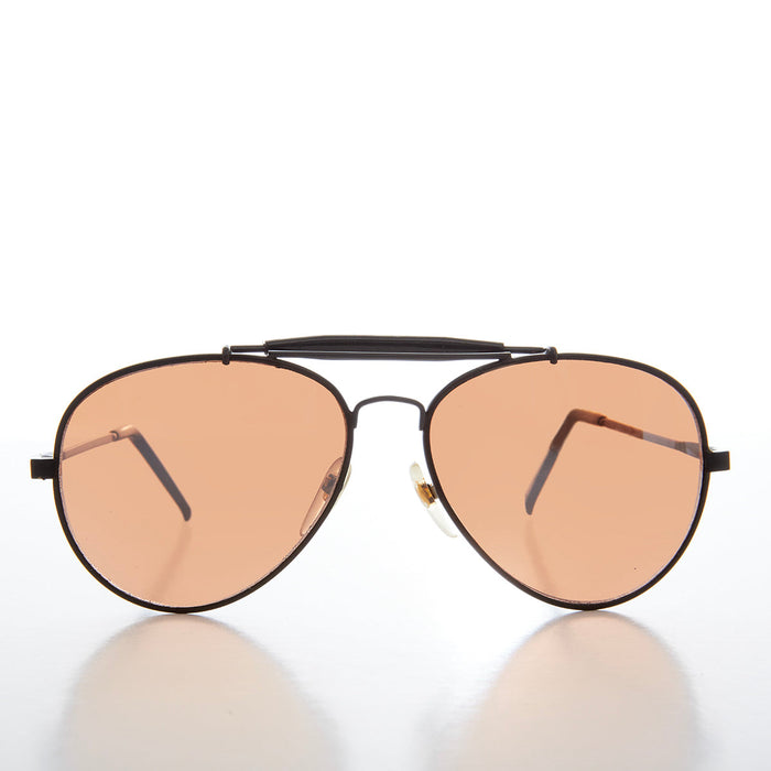 SUNGLASS MUSEUM Classic Brow Bar Metal Aviator Sunglass - Polk