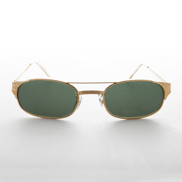 SUNGLASS MUSEUM Narrow Rectangular Aviator Frame with Glass Lens - Poncho