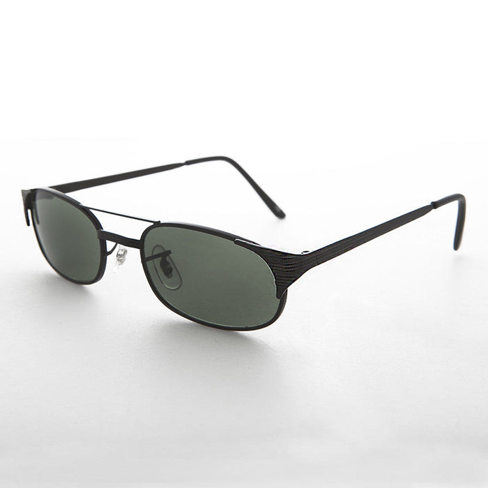 SUNGLASS MUSEUM Narrow Rectangular Aviator Frame with Glass Lens - Poncho