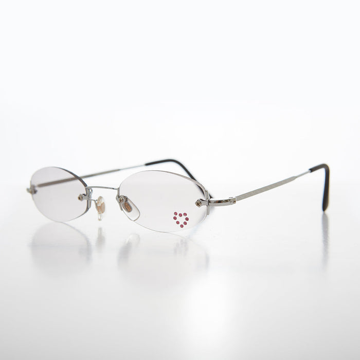 SUNGLASS MUSEUM Micro Sunglass with Heart Rhinestone Accent - Primo