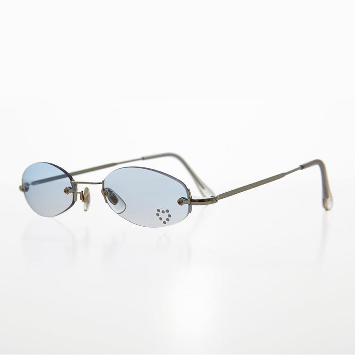 SUNGLASS MUSEUM Micro Sunglass with Heart Rhinestone Accent - Primo