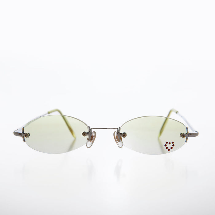 SUNGLASS MUSEUM Micro Sunglass with Heart Rhinestone Accent - Primo