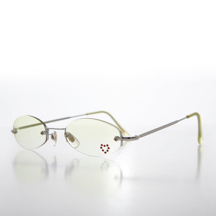 SUNGLASS MUSEUM Micro Sunglass with Heart Rhinestone Accent - Primo