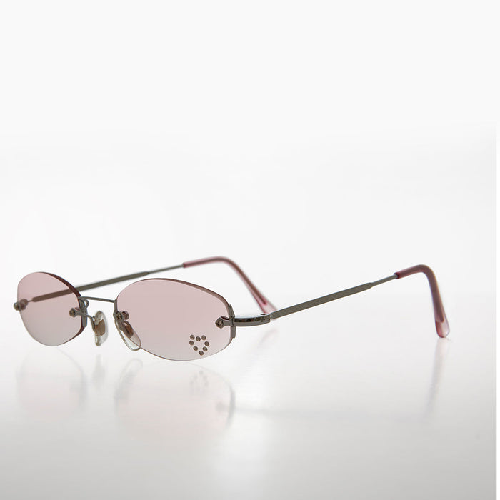SUNGLASS MUSEUM Micro Sunglass with Heart Rhinestone Accent - Primo