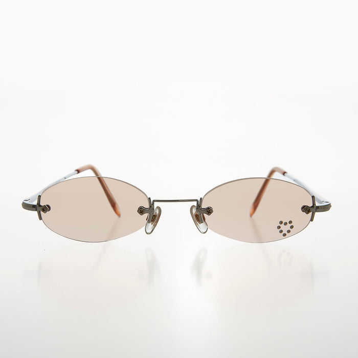 SUNGLASS MUSEUM Micro Sunglass with Heart Rhinestone Accent - Primo