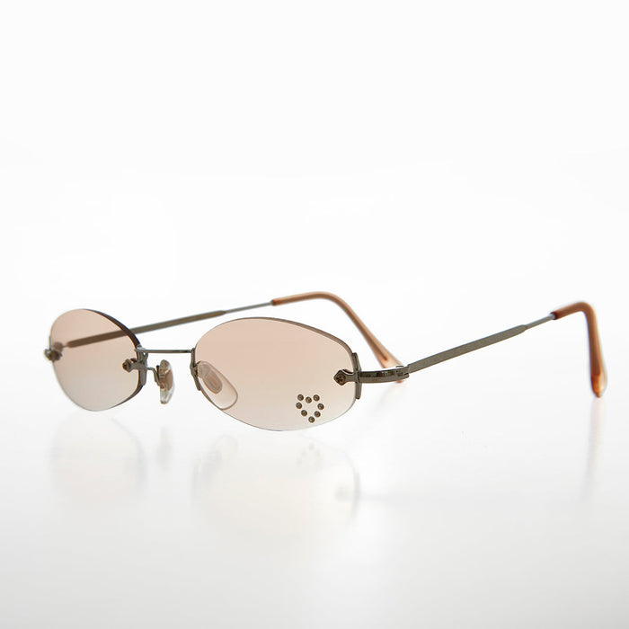SUNGLASS MUSEUM Micro Sunglass with Heart Rhinestone Accent - Primo