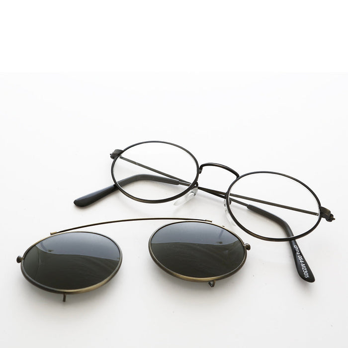 SUNGLASS MUSEUM Oval Clip On Sunglasses - Purdue