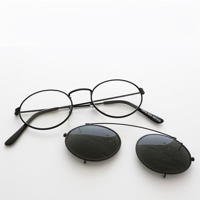 SUNGLASS MUSEUM Oval Clip On Sunglasses - Purdue