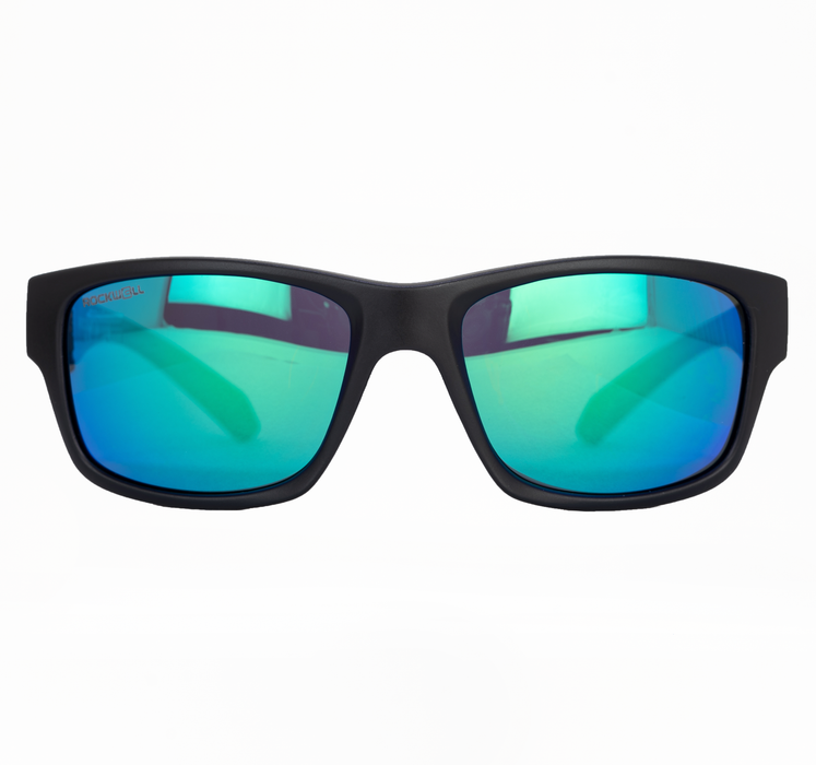 image of sunglasses model Rockwell Time POMPEI FLOATABLE (MATTE BLACK/GREEN POLARIZED HYDRO)