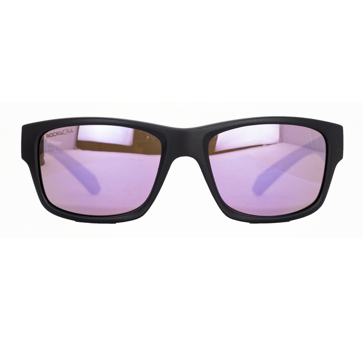 image of sunglasses model Rockwell Time POMPEI FLOATABLE (MATTE BLACK/PURPLE POLARIZED HYDRO)