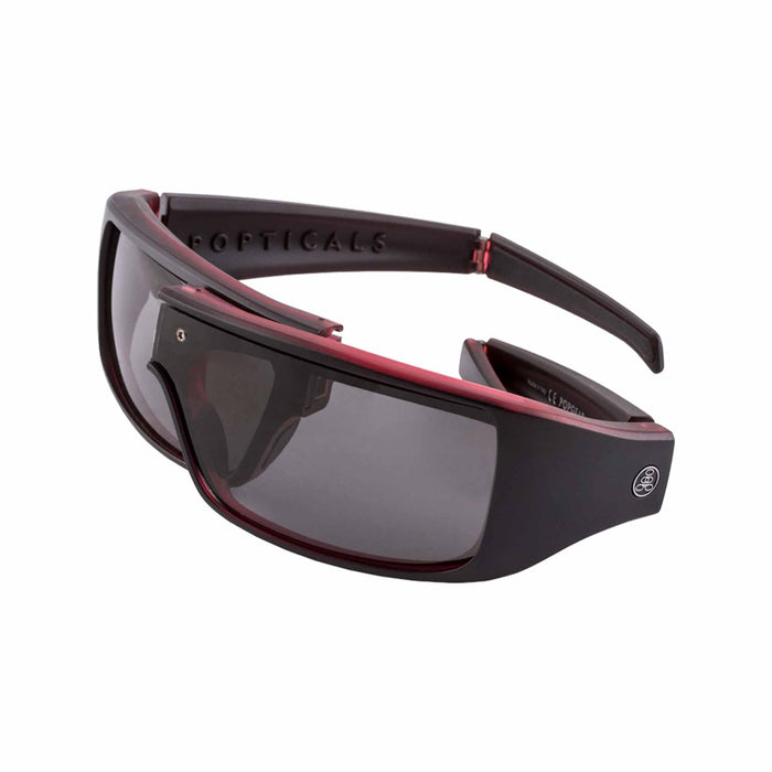 POPGEAR | Polarized, Matte Red/Black Crystal, Gray Lens
