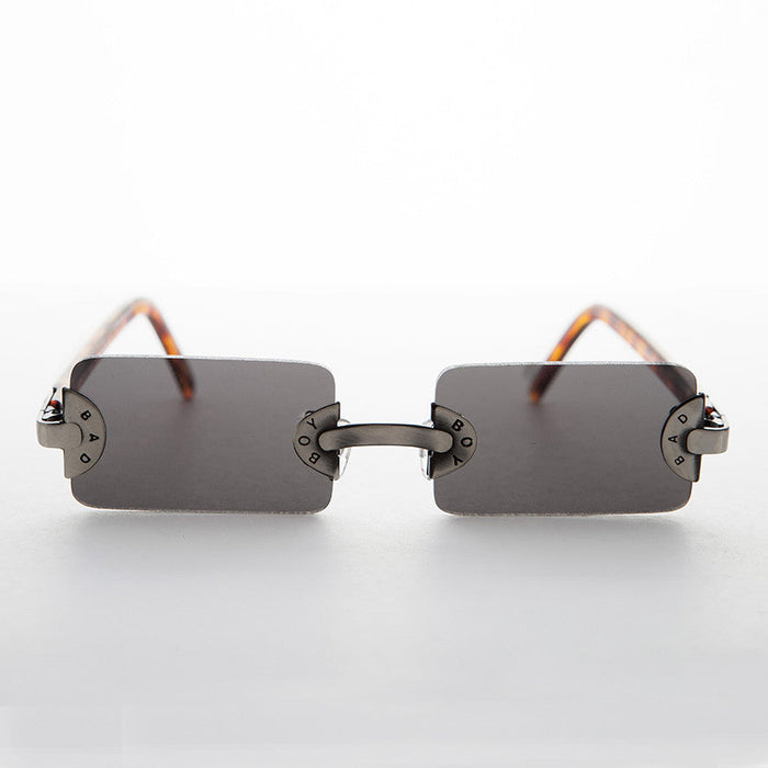 SUNGLASS MUSEUM 90s Vintage Rectangle Rimless Punk Goth Sunglass - Rebel 1