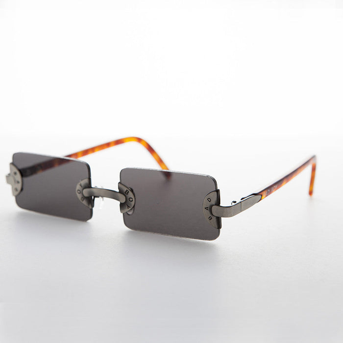 SUNGLASS MUSEUM 90s Vintage Rectangle Rimless Punk Goth Sunglass - Rebel 1