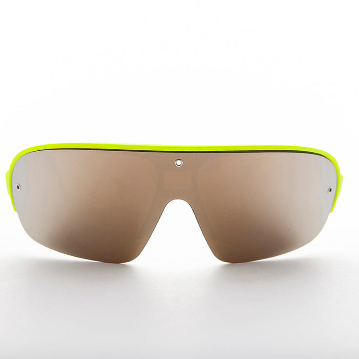 SUNGLASS MUSEUM Mirror Wraparound Lens 80s Futuristic Sunglasses - Renoir