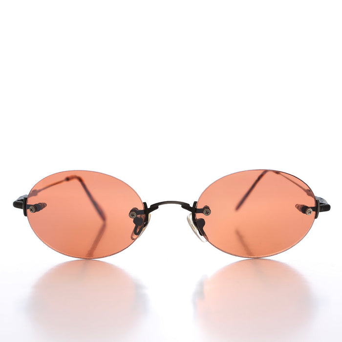 SUNGLASS MUSEUM 90s Rimless Oval Copper Lens Sunglass - Romaine