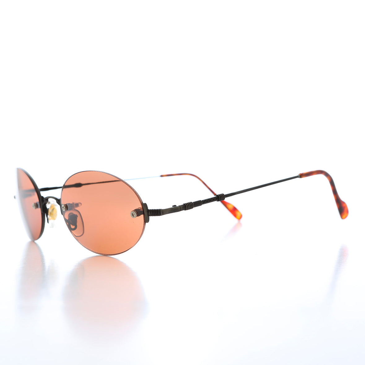 SUNGLASS MUSEUM 90s Rimless Oval Copper Lens Sunglass Romaine