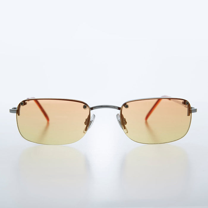 SUNGLASS MUSEUM Rimless 90s Rectangle Sunglass with Two Color Lens - Rumi