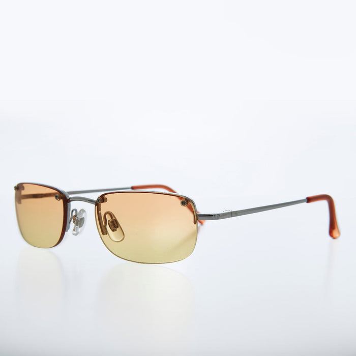 SUNGLASS MUSEUM Rimless 90s Rectangle Sunglass with Two Color Lens - Rumi