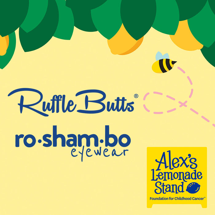 RO-SHAM-BO Sunglasses RuffleButts Girls Seersucker One Piece with Roshambo Yellow Sunglasses