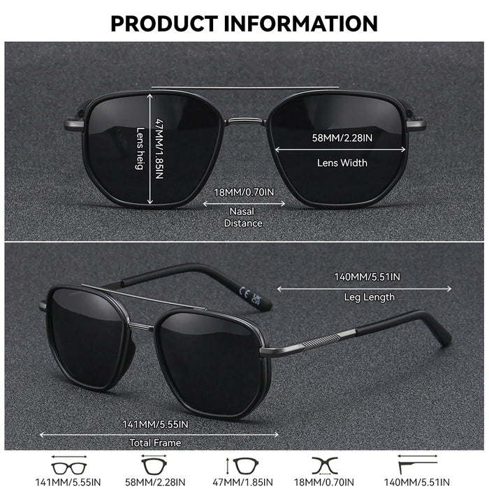 BARCUR Sunglasses Polygon Fashion Frame