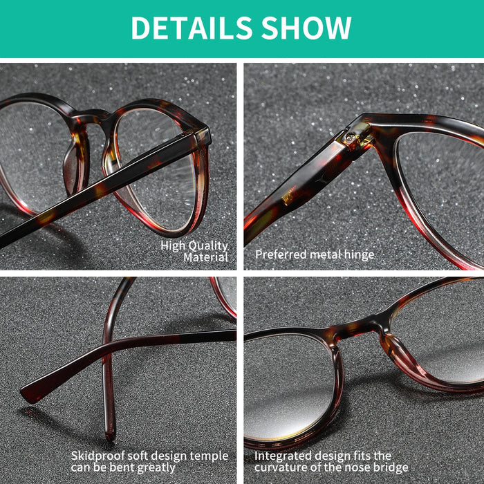 BARCUR Presbyopia Glasses Comfortable Lightweight Leopard