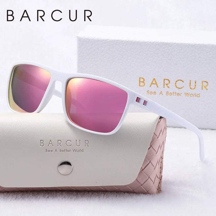 BARCUR Original Trendy White Pink Polarized Sunglasses