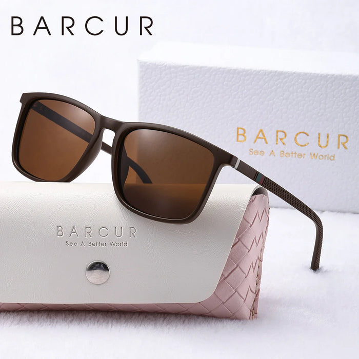 BARCUR Polarized Square Frame Sunglasses for Men and Women