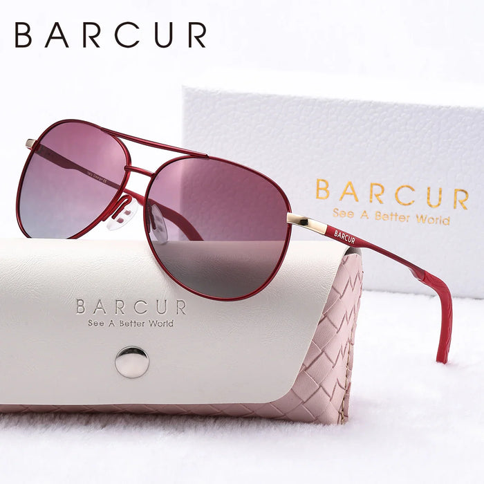 BARCUR Pink Metal Polarized Sunglasses