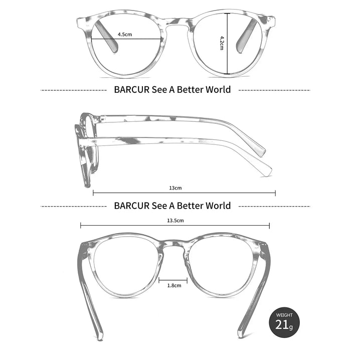 BARCUR Presbyopia Glasses Comfortable Lightweight Leopard