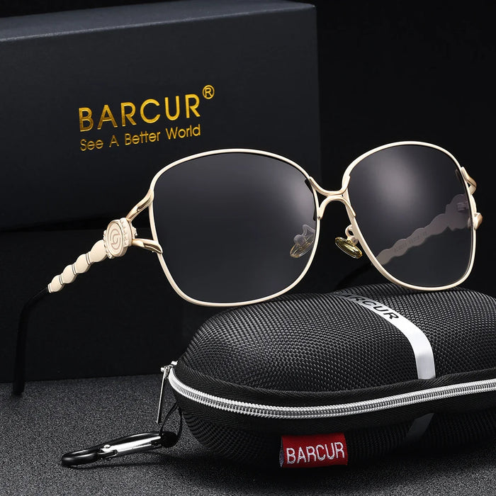 BARCUR Women’s Polarized Sunglasses – Oversized Elliptical Black