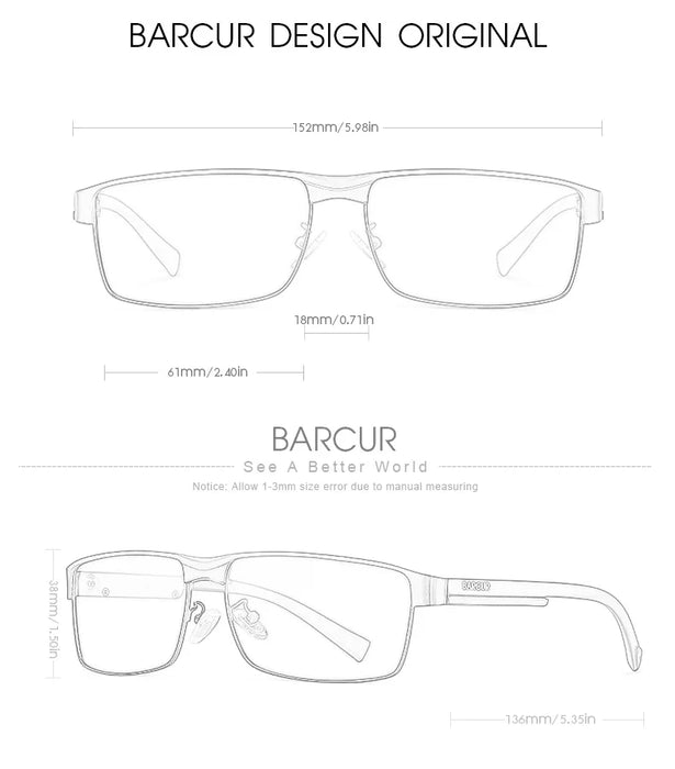 BARCUR Sunglasses Men’s Original Rectangle - Product image