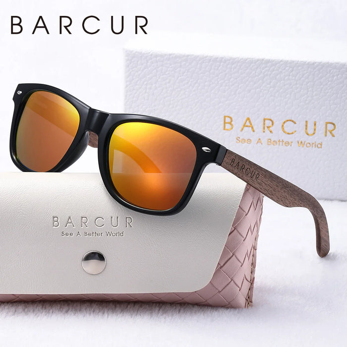 BARCUR Natural Wood Polarized Sunglasses