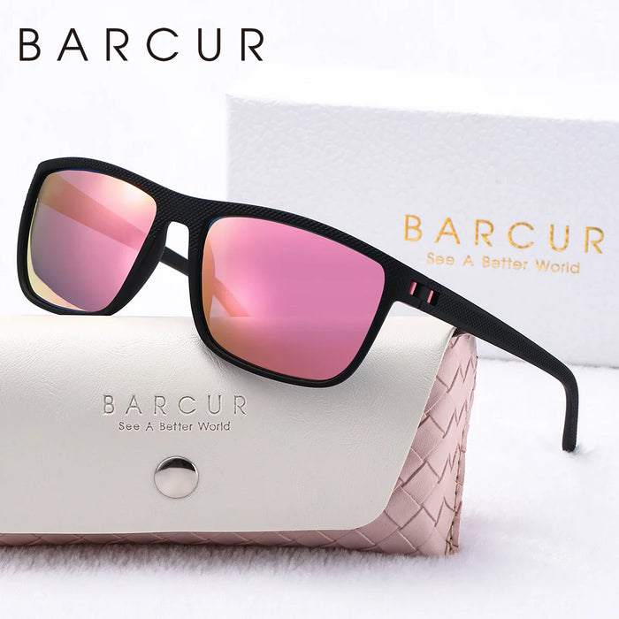 BARCUR Original Trendy White Pink Polarized Sunglasses