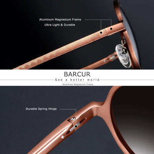 BARCUR Retro Round Trendy Polarized Sunglasses - Product image