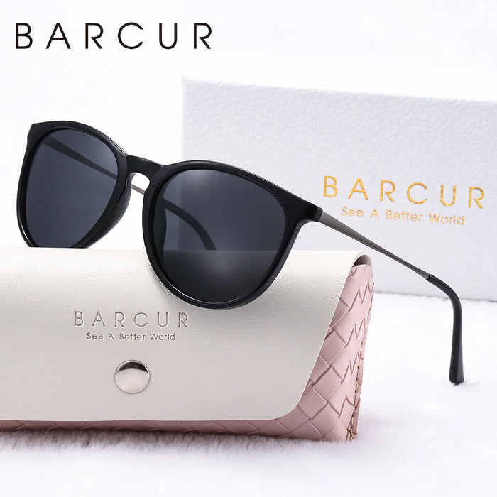 BARCUR Sunglasses Women’s Leopard Print Two-Tone Cat Eye