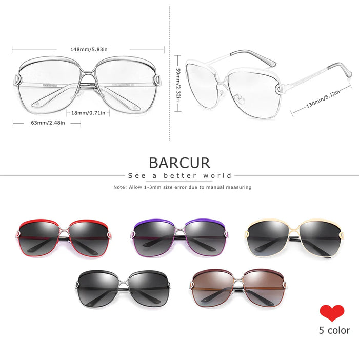 BARCUR Sunglasses Women’s Fashion Polarized Metal Frame