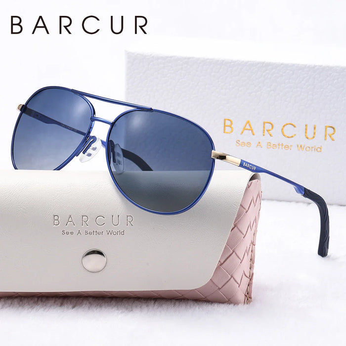BARCUR Pink Metal Polarized Sunglasses