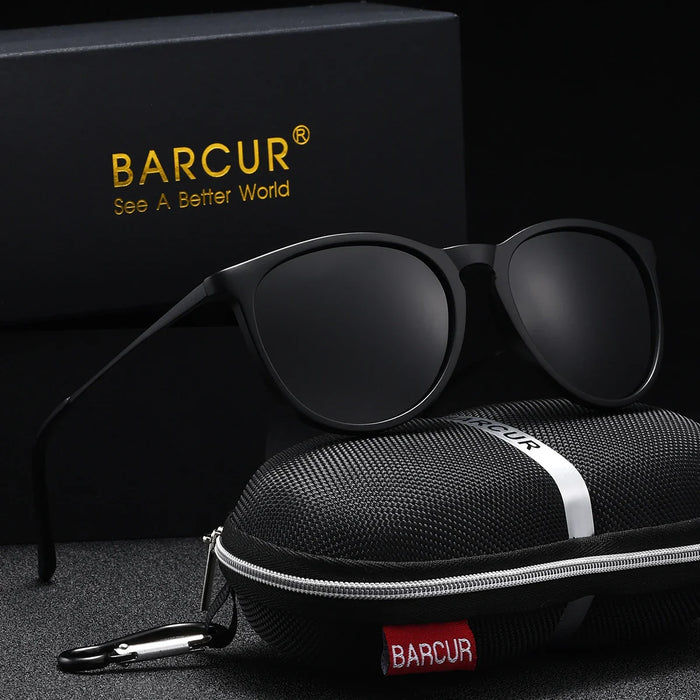 BARCUR Retro Circular Polarized Sunglasses