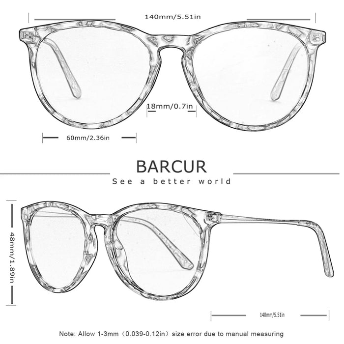 BARCUR Retro Circular Polarized Sunglasses
