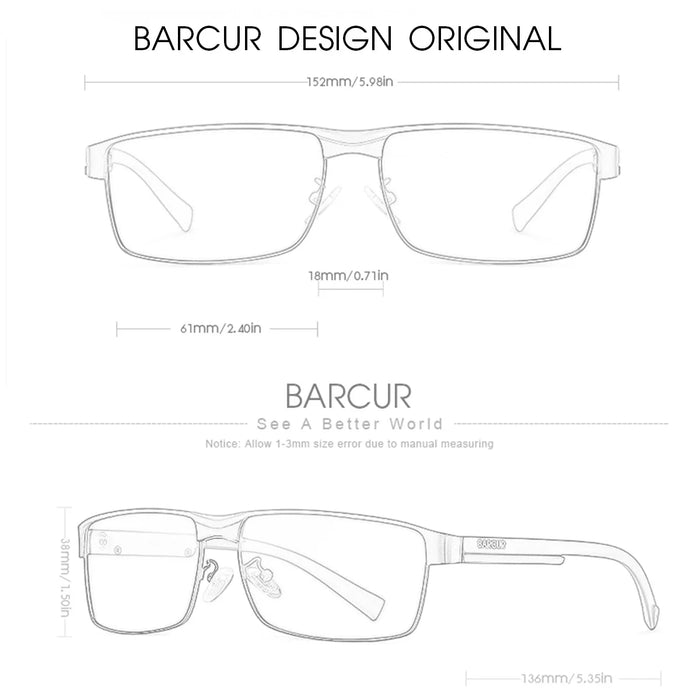 BARCUR Sunglasses Men’s Original Rectangle - Product image