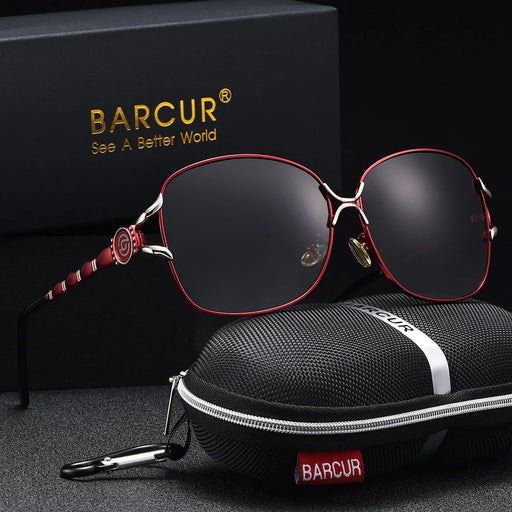 BARCUR Women’s Polarized Sunglasses – Oversized Elliptical Black - Product image