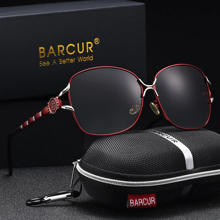 BARCUR Women’s Polarized Sunglasses – Oversized Elliptical Black