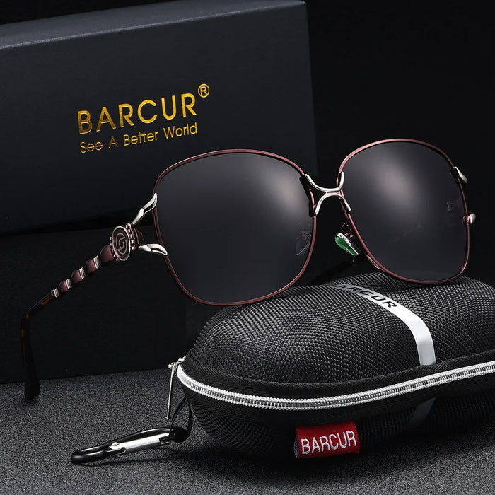 BARCUR Women’s Polarized Sunglasses – Oversized Elliptical Black