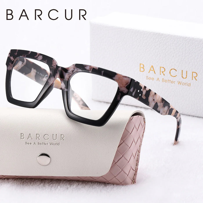 BARCUR Large Fashionable Frame Pink Reading Glasses