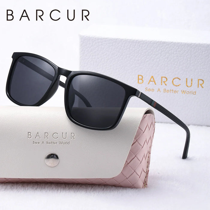 BARCUR Polarized Square Frame Sunglasses for Men and Women
