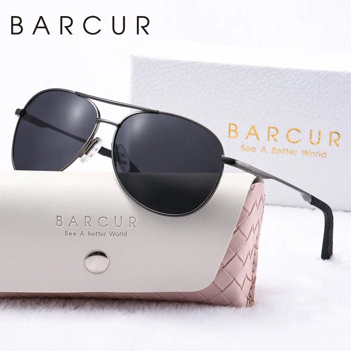 BARCUR Pink Metal Polarized Sunglasses