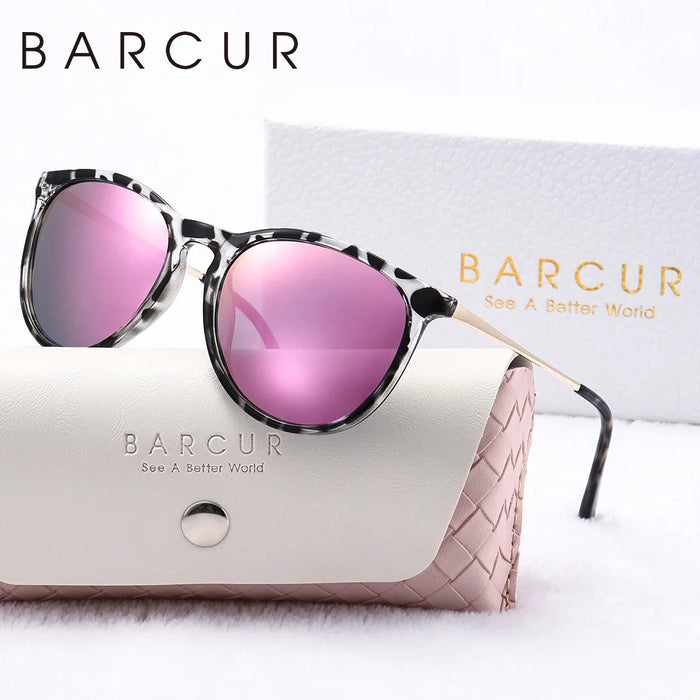 BARCUR Sunglasses Women’s Leopard Print Two-Tone Cat Eye